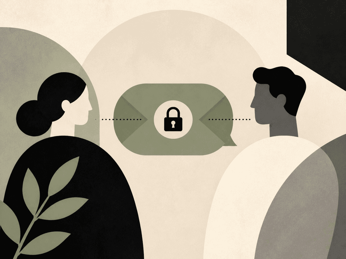 Illustration of an encrypted private conversation on UNET